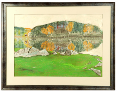 Kusaberget, speglar sig i Norrsj&ouml;n